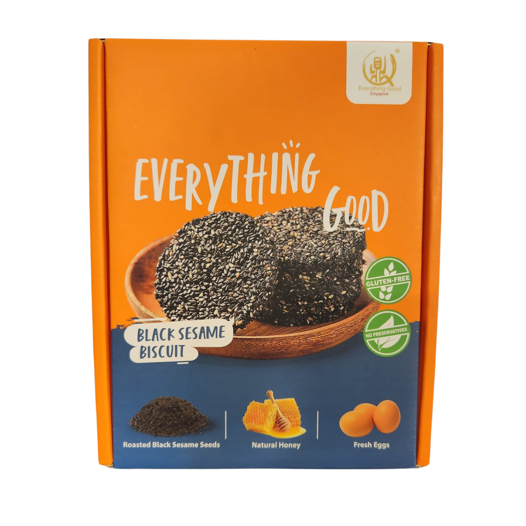 Everything Good - 黑芝麻饼 Black Sesame Biscuit [16Pieces/Box] *Healthy Not Sweet At All* - Everything Good Singapore